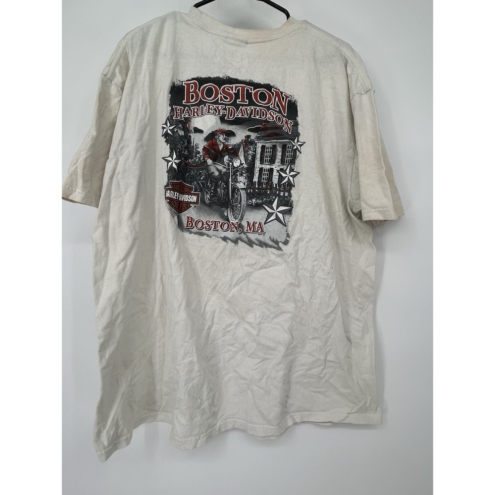 Harley Davidson Boston Massachusetts T-shirt size large White Motorcycle - Picture 6 of 7